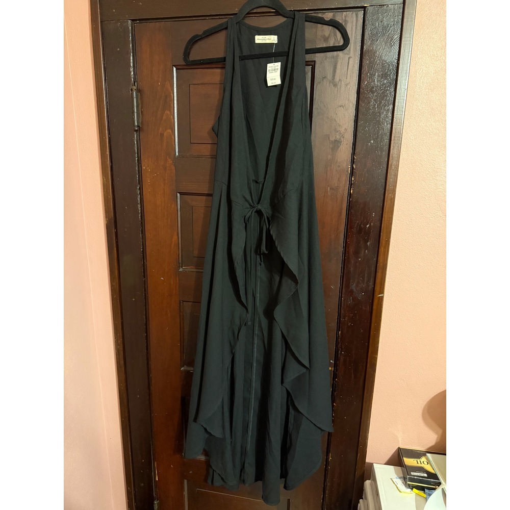 Abercrombie & Fitch Black High Low Tie Front Swim Cover Up Dress Small NWT
